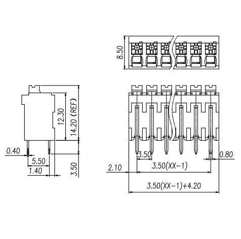 高正高松DEGSON直插彈簧式接線端子3.5mm間距DG212V-THR-3.5-4P 2