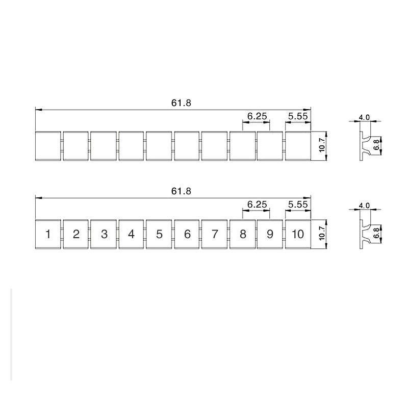 ZB6 UK-2.5B UK-5N配套接線端子標記 印字標記條 2