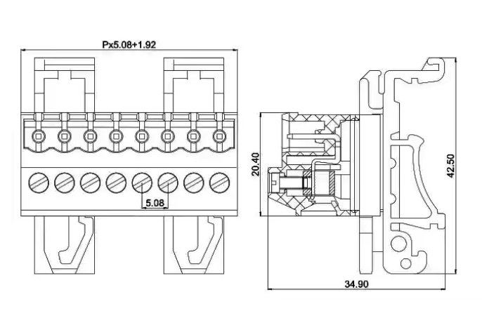 UK導軌式接線端子連接器DERKS德爾克斯最近替代YE3230-5.08mm間距 2