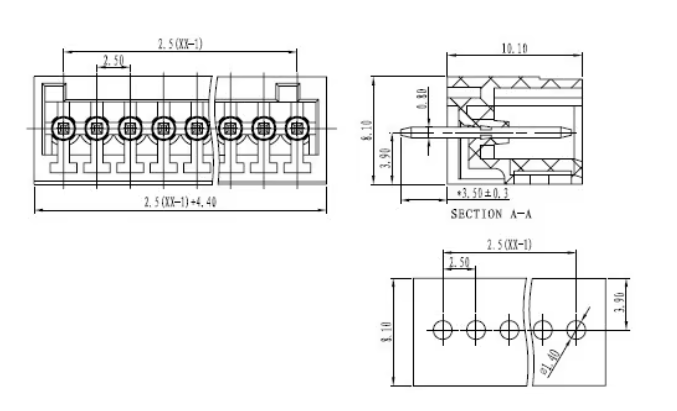 2.5mm間距彈簧式pcb接線端子 2