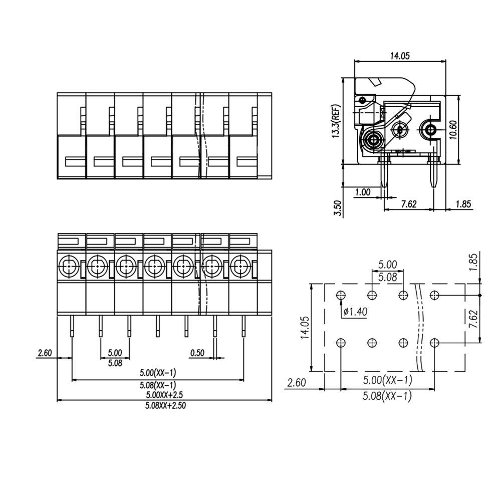 142彈簧式接線端子KF142V 142R-5.08mm間距 2