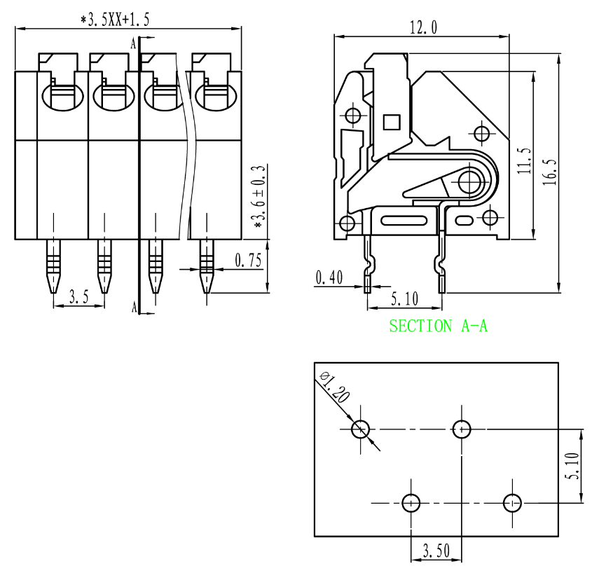 F53 DA/DG/KF250A/B-3.5mm間距彈簧式pcb接線端子 2