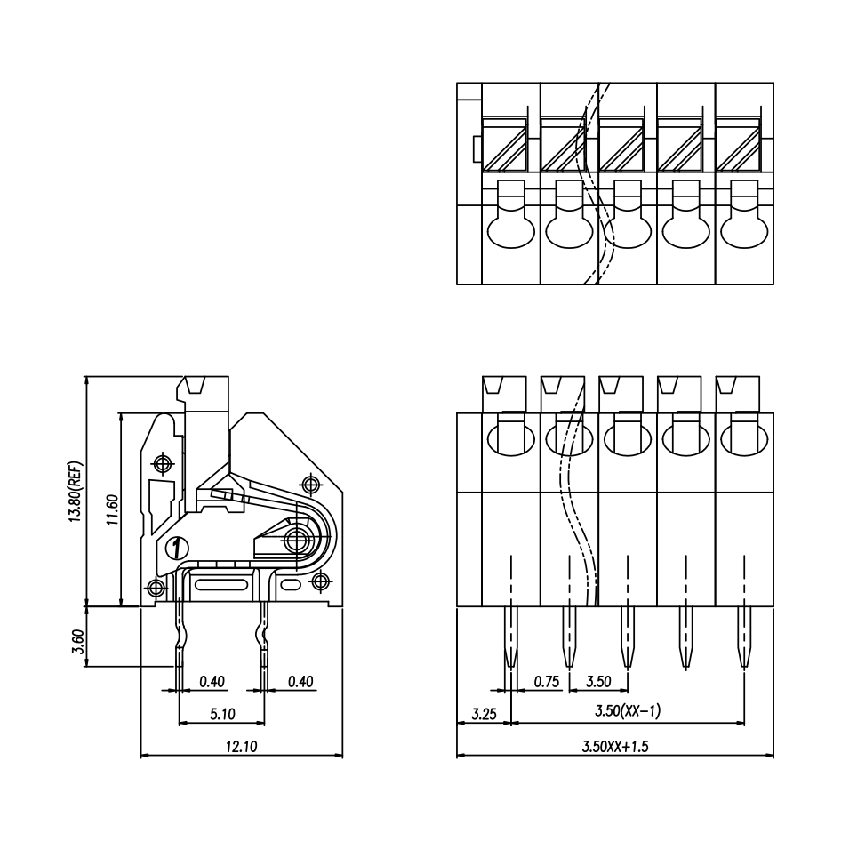 彩色弹簧式pcb接线端子DG250/KF250-3.5mm间距 2