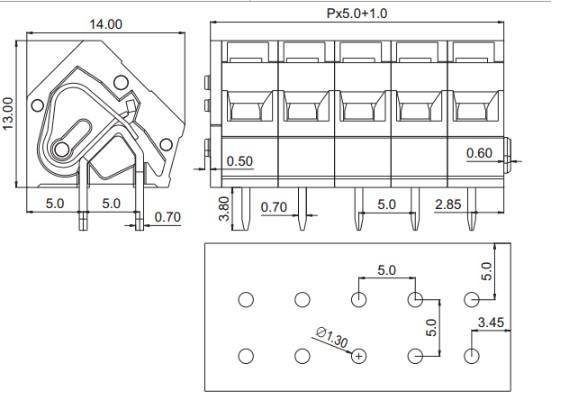 彈簧式pcb接線端子245-5.0mm間距免螺絲 2