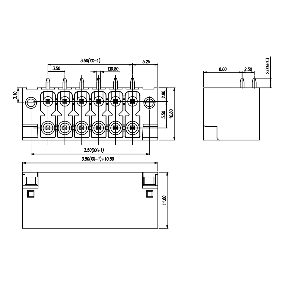 3.5mm間距雙層彈簧插拔式彎針接線端子KF2EDGKSG 2