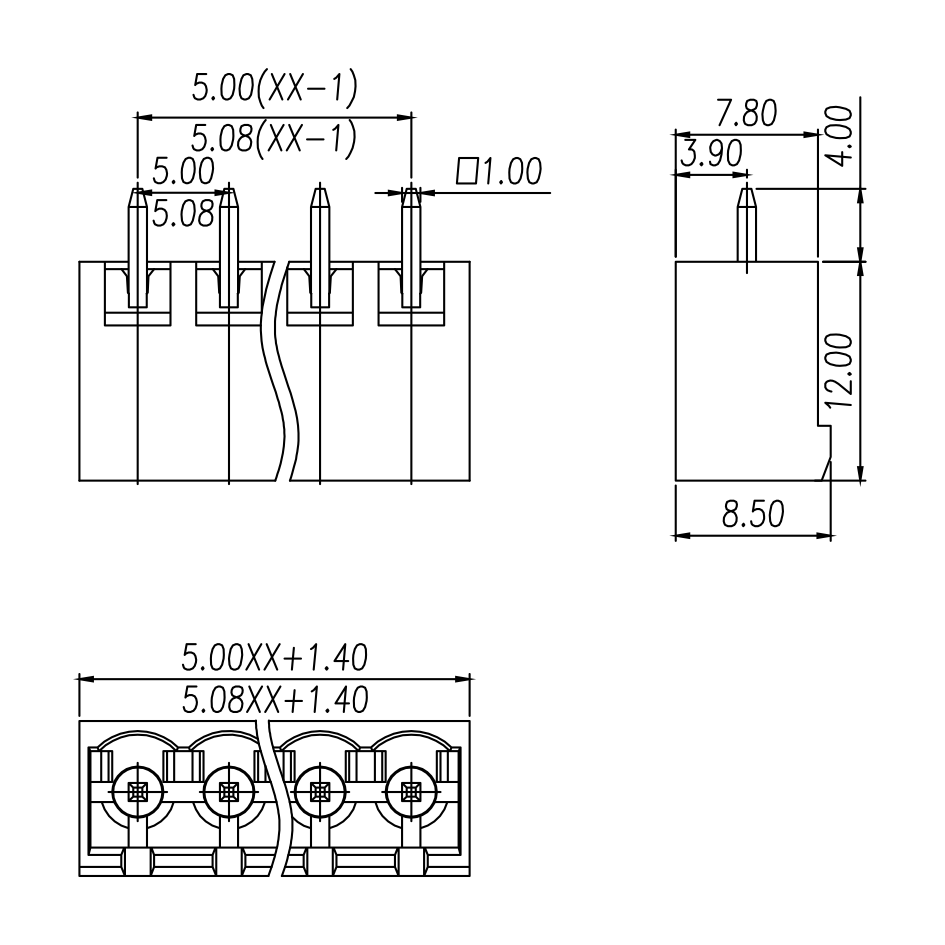 封口式2EDGVC-5.0mm间距插拔式接线端子 2