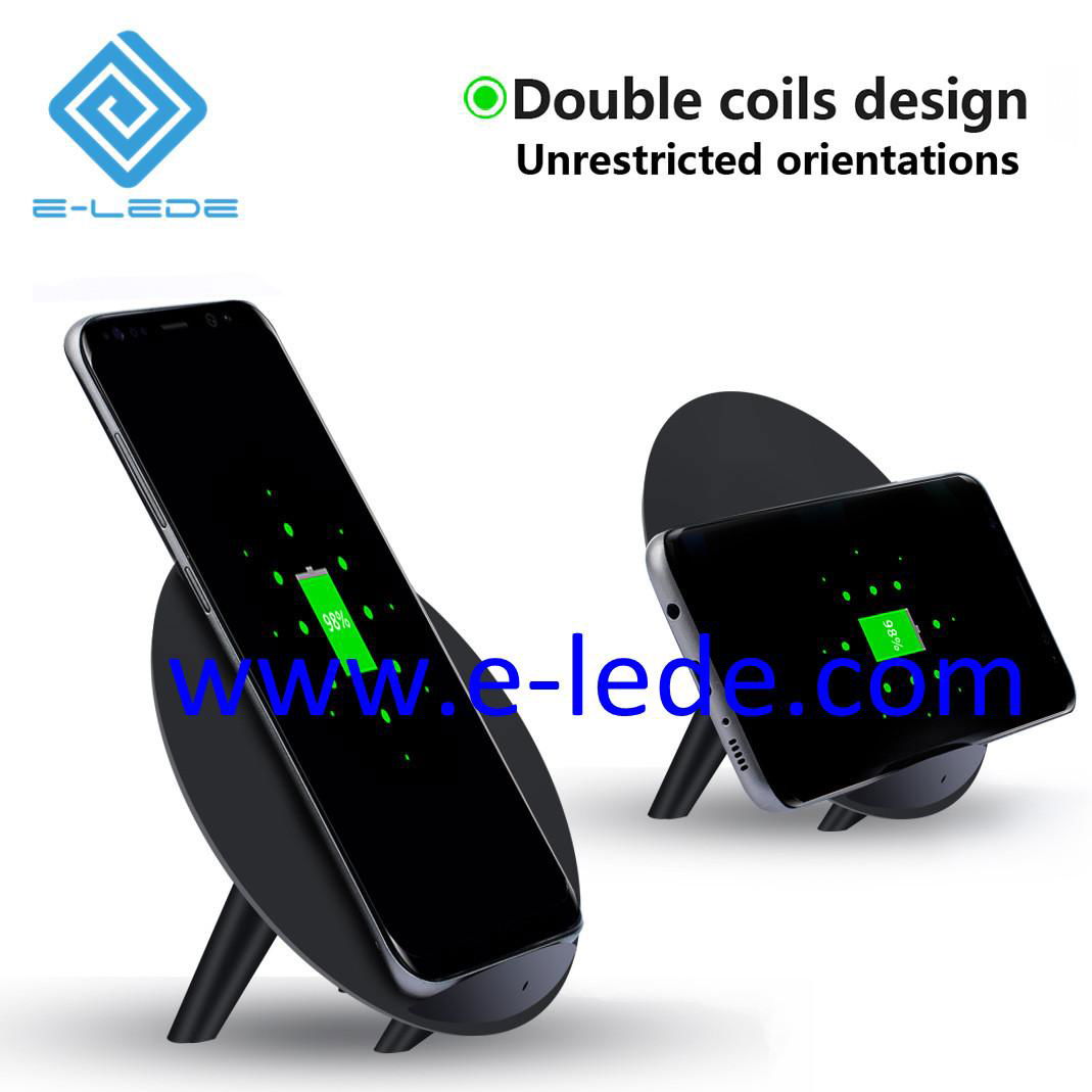  Round Stand 10W Wireless Charger with two coil