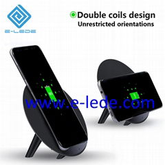  Round Stand 10W Wireless Charger with two coil