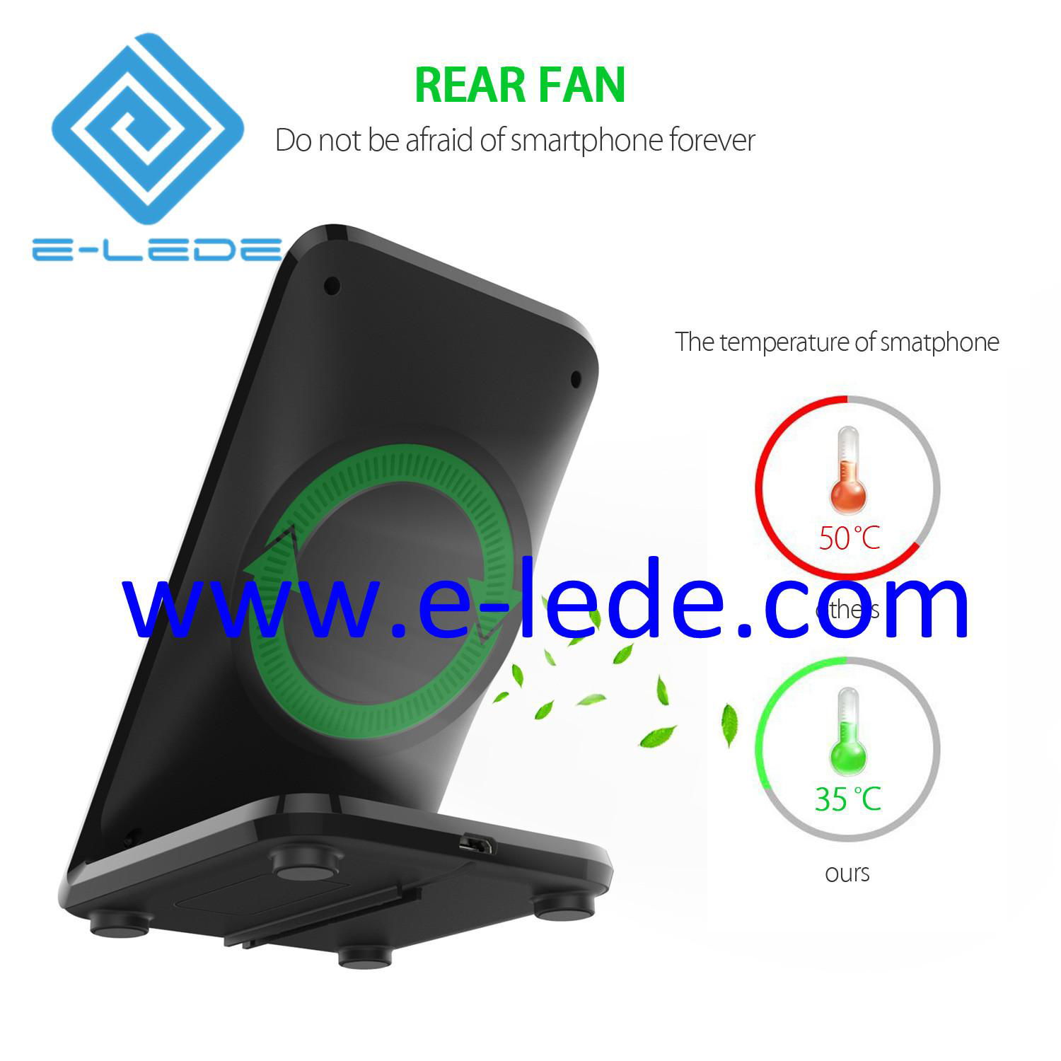 10W Qi Wireless Charger with Fan 4