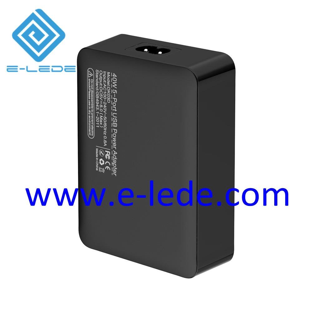 5 Port 40W USB Wall Travel Charger 3