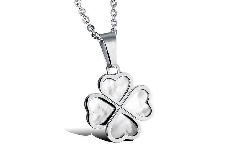 Jewelry Necklace Design With Rhinestone CLover Silver Sterling Pendant 