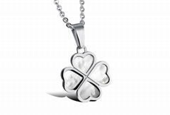 Jewelry Necklace Design With Rhinestone CLover Silver Sterling Pendant