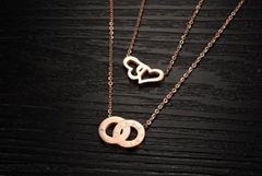 Two Chains with High Quality Competivited Price Gold Necklace Heart Shaped Round