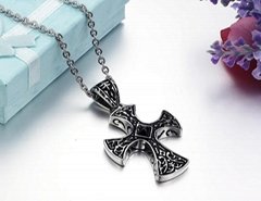 Alloy Crucifix Necklace Stainless Steel Gothnic Vampire  Black Plating  Pendant