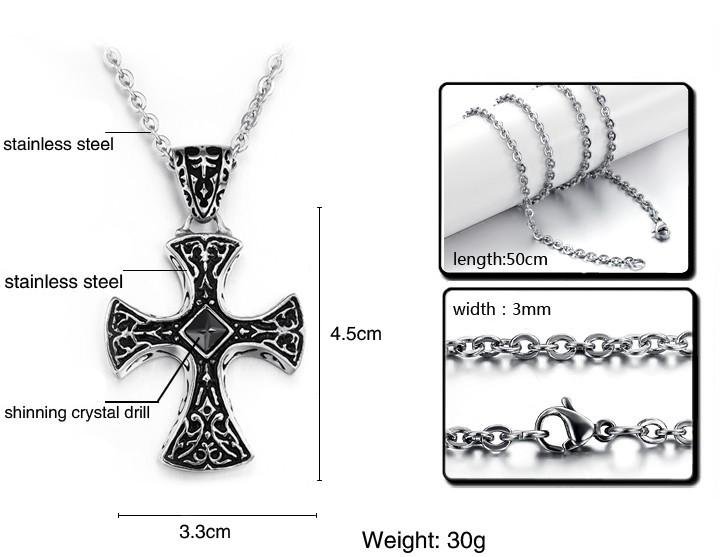Alloy Crucifix Necklace Stainless Steel Gothnic Vampire  Black Plating  Pendant 2