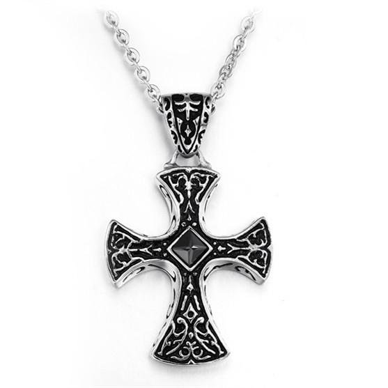 Alloy Crucifix Necklace Stainless Steel Gothnic Vampire  Black Plating  Pendant 3