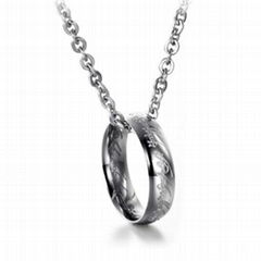 Silver Ring within sterling chain couple necklace For womens girls Pendant Hot