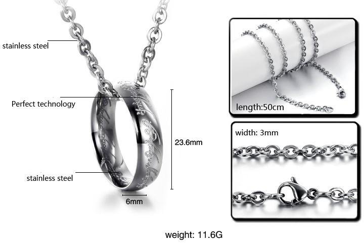 Silver Ring within sterling chain couple necklace For womens girls Pendant Hot  5