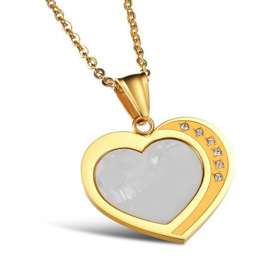 Mixed Style Gold and Silver Pendant with High Quality heart shaped necklace
