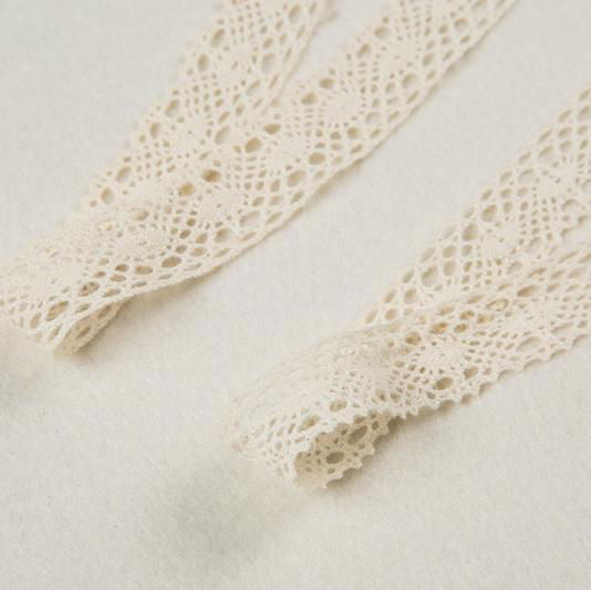 Crocheted 100% Cotton Off White lace Trimming 0.67" Wide Ivory Cotton Lace Trimm 2