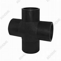 Cross butt welding recycled HDPE pipe fittings