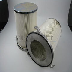 Air filter cartridge with 3-lug flange