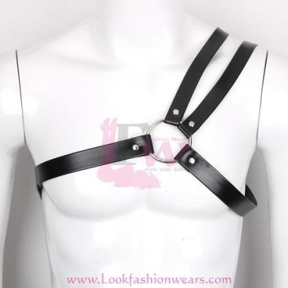 Men Body Chest Harness Faux Leather  1