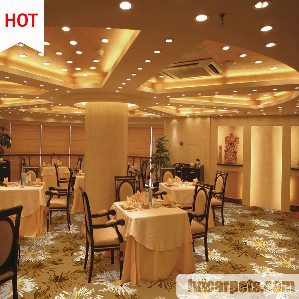 Guangzhou Wholesale Gold Colour Floral Pattern Hotel Banquet Wedding Carpet 2