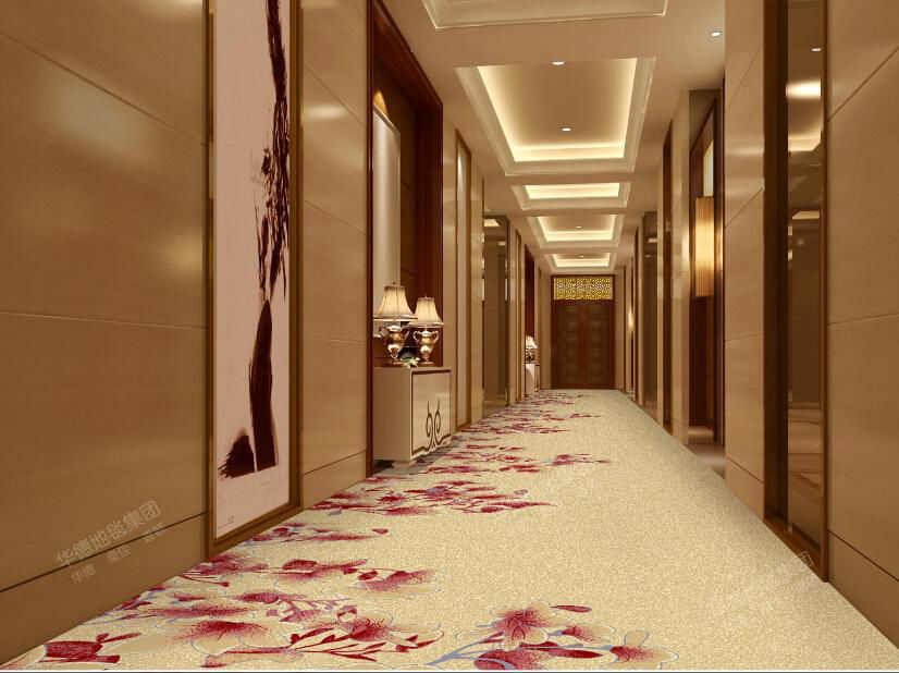 Luxury Hotel Wall To Wall Corridor Carpet Floor With Floral Pattern 2