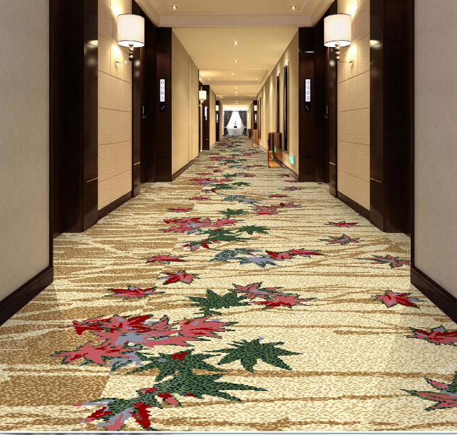 Luxury Hotel Wall To Wall Corridor Carpet Floor With Floral Pattern