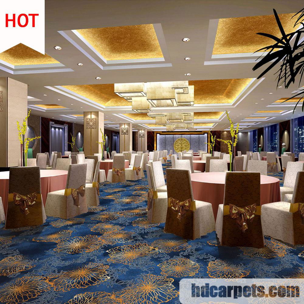 Guangzhou Wholesale Gold Colour Floral Pattern Hotel Banquet Wedding Carpet 2