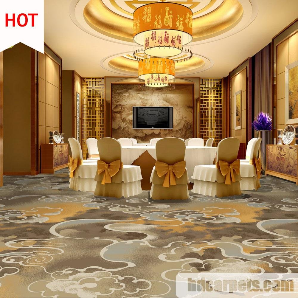Guangzhou Wholesale Gold Colour Floral Pattern Hotel Banquet Wedding Carpet 5
