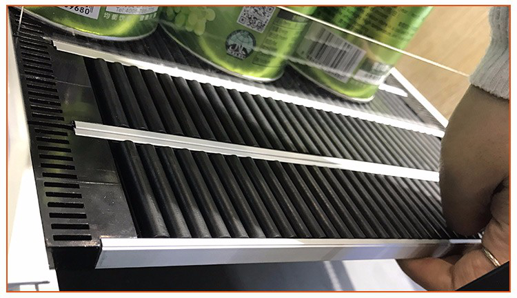 automatically sliding track roller for supermarket retail display 2