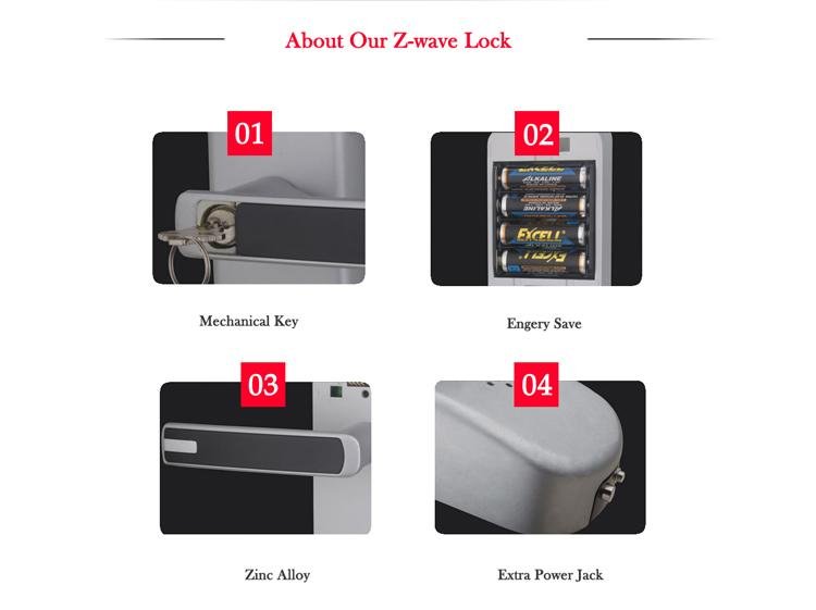 z-wave plus smart door lock unlock via keypad IC card and App  4