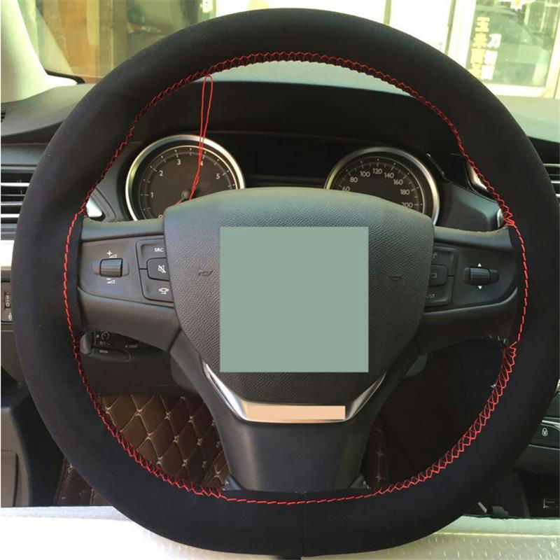 2018 fashion DIY leather thread sewing whith hole auto steering wheel cover 2