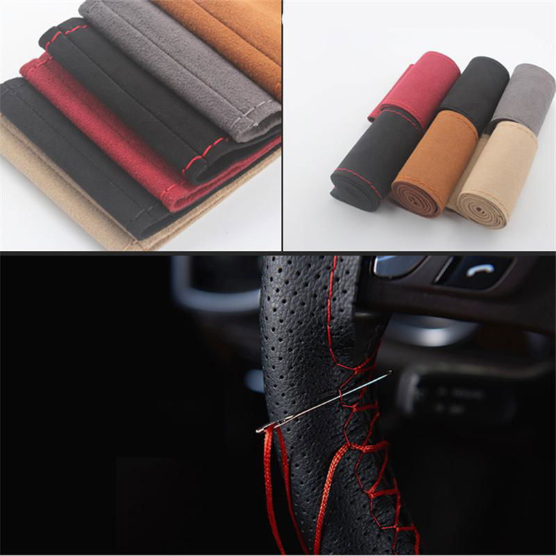 2018 fashion DIY leather thread sewing whith hole auto steering wheel cover 3