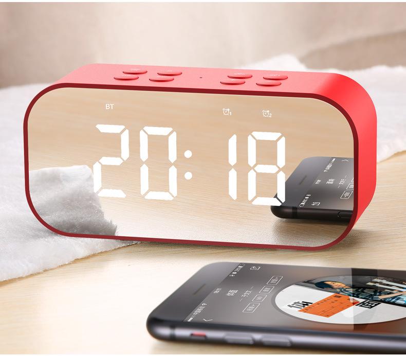 Factory direct sale wireless bluetooth speaker sound box with alarm clock  3