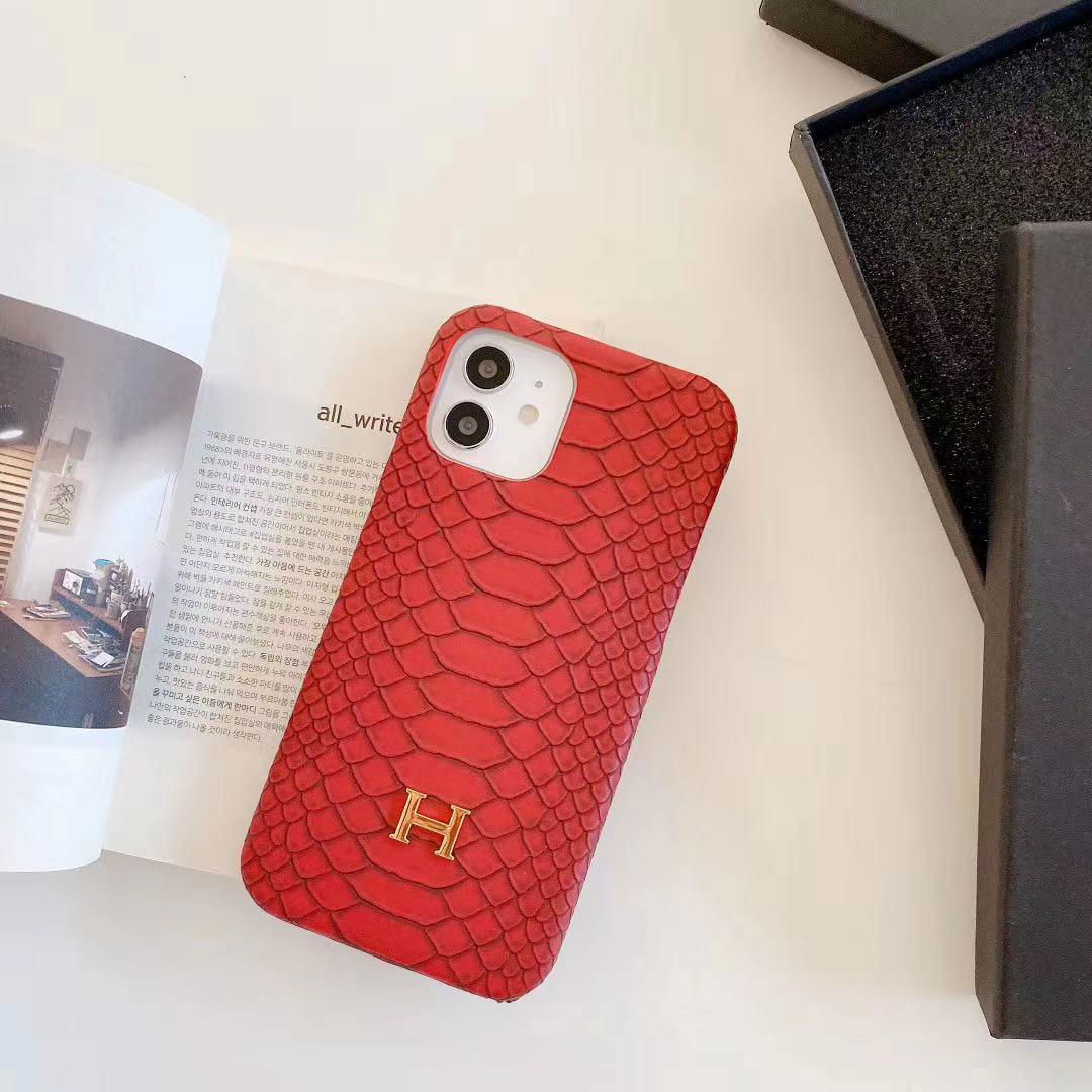 H Brand crocodile grain Leather case for iphone 12 pro max 11 pro max xs max 7 8 2