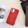 H Brand crocodile grain Leather case for iphone 12 pro max 11 pro max xs max 7 8