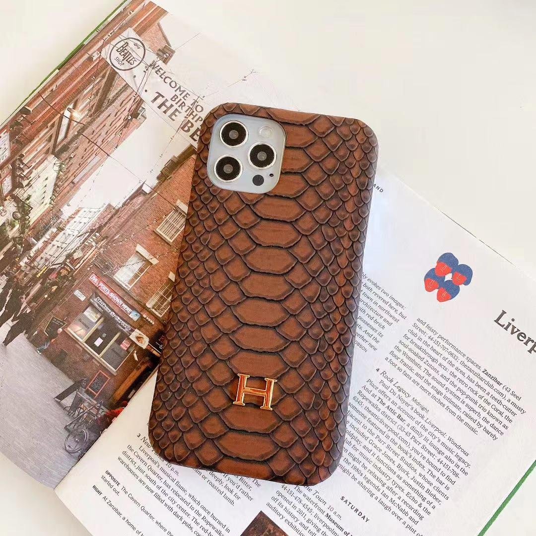 H Brand crocodile grain Leather case for iphone 12 pro max 11 pro max xs max 7 8 4
