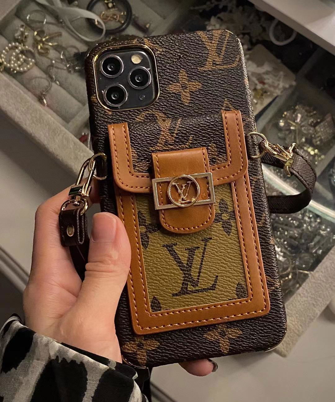 L Brand Leather case with bag belt for iphone 12 pro max 11 pro max xs max 7 8 4