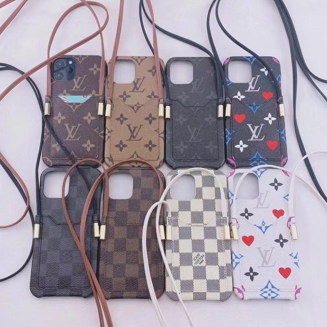 Louis Vuitton phone case with card holder and belt for iphone 13 pro max 12 pro 