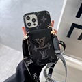 New lv leather case with card bag belt for iphone 13 pro max 12 pro max 11 pro x