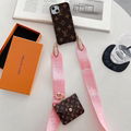     ebsite leather phone case with card bag and Strap for iphone samsung series 8