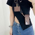 LV website leather phone case with card bag and Strap for iphone samsung series