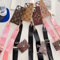 LV website leather phone case with card bag and Strap for iphone samsung series