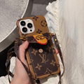 eather phone case with card bag and