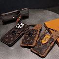 LV leather phone case with card bag and Strap for all iphone model