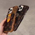 LV leather phone case with card bag and Strap for all iphone model