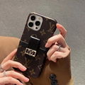 LV leather phone case with card bag and LOGO for all iphone model